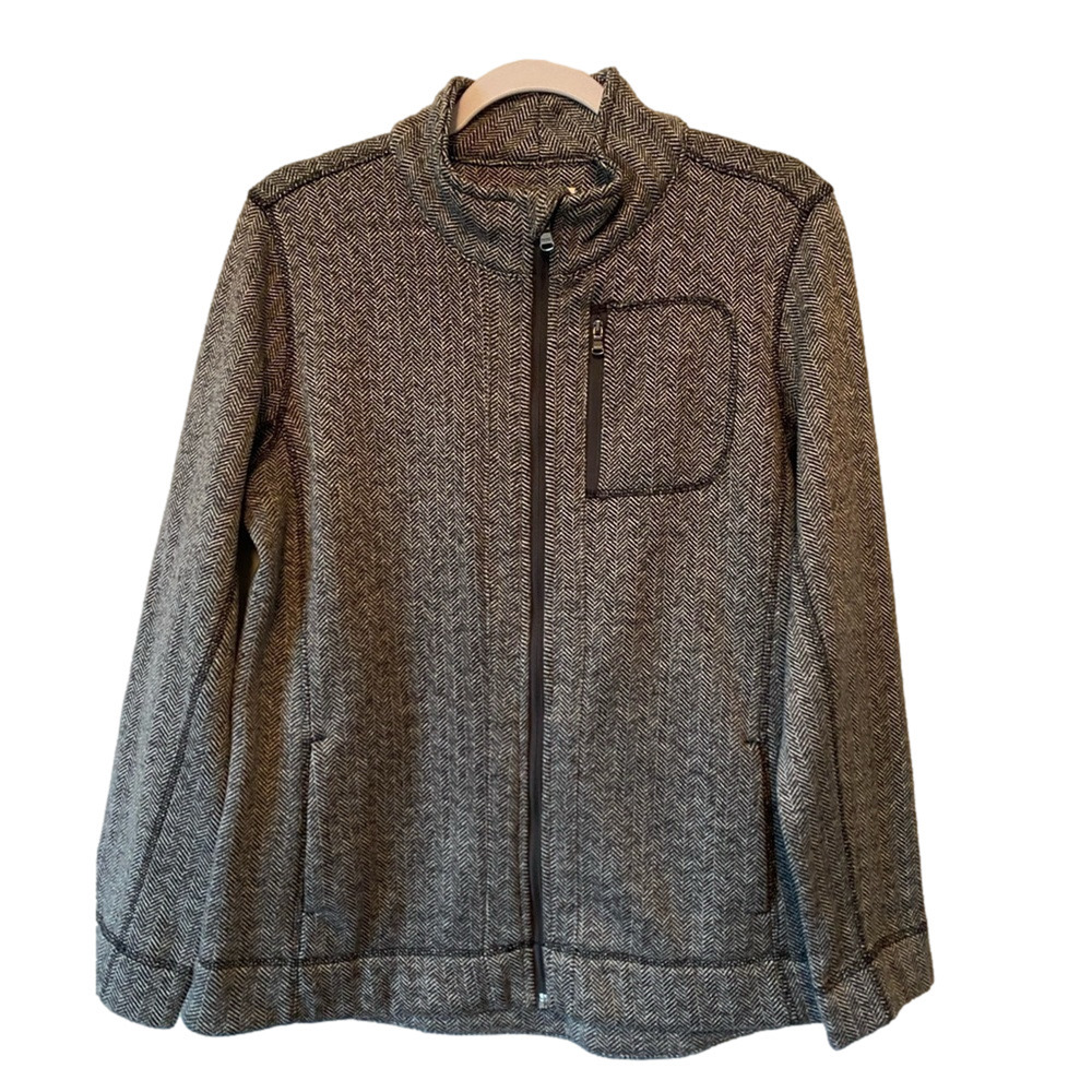 Marc New York Women's L Athletic Fleece Full Zip Herringbone Jacket Travel Fall